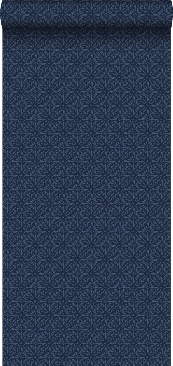 Proefstaal Walls4You behang etnisch motief donkerblauw - 26,5 x 21 cm - 935334-S