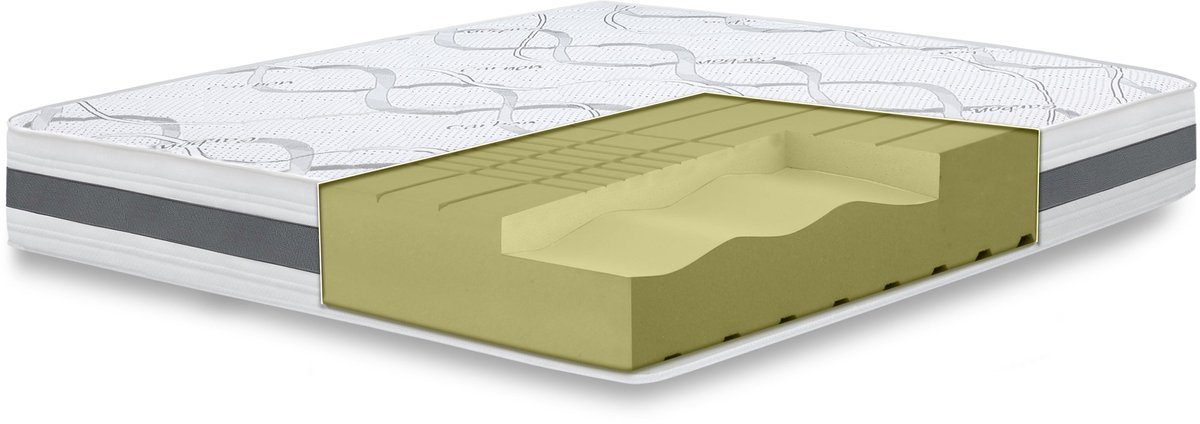 White Stone The White Stone Orthopedisch Matras 155x205 cm Medium Stevigheid | Hoogte 20 cm | Hypoallergeen en Ademend Stof | Ergonomische en Zelfvormende Eigenschappen | Gemaakt in Italië Bianco, Grigio
