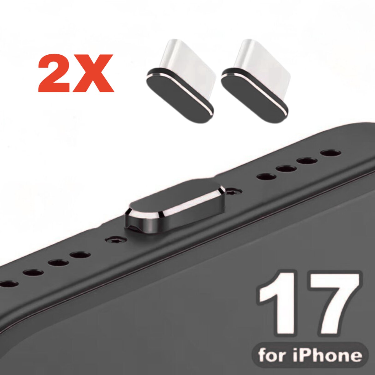 Togadget Anti-Stof Plug USB-C – Stofbescherming voor Smartphone Oplaadpoort – Aluminium Dust Plug – Geschikt voor iPhone 15 / 16 / 17 en USB-C Telefoons – Samsung Xiaomi Huawei Oppo – Set van 2 - zwart