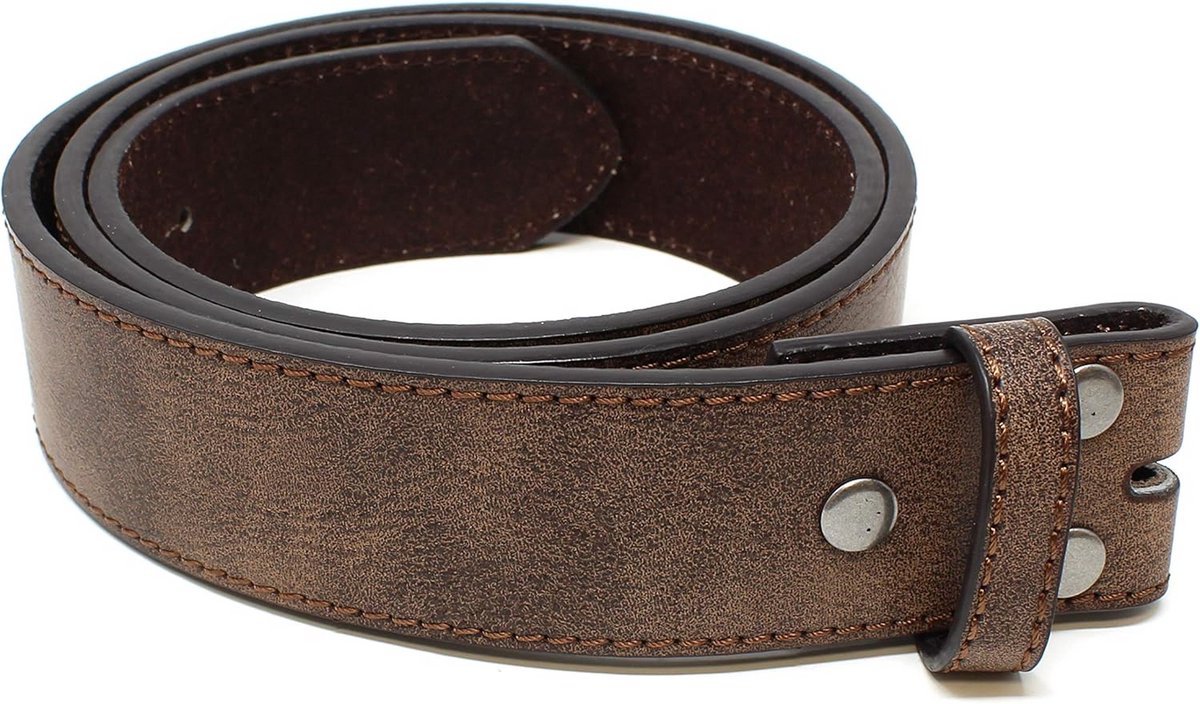 Leerriem met vintage distressed textuur - 3,8 cm breed met drukknopen