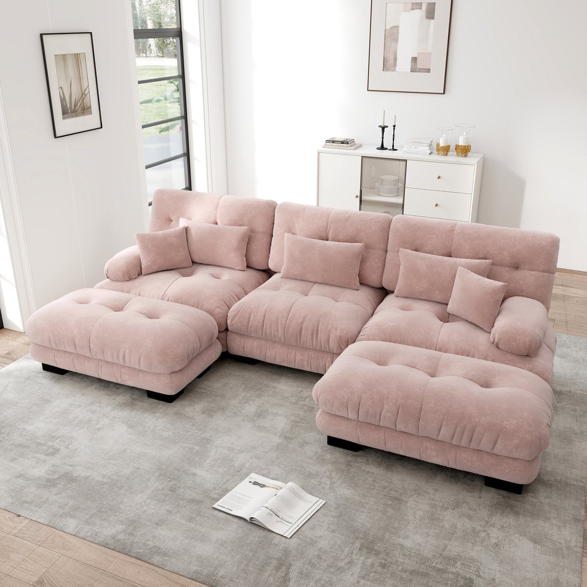 HAUSS SPOLE Modulaire U-Bank - Grote Diepe Zitting Met Verplaatsbare Ottomans - Voor Woonk