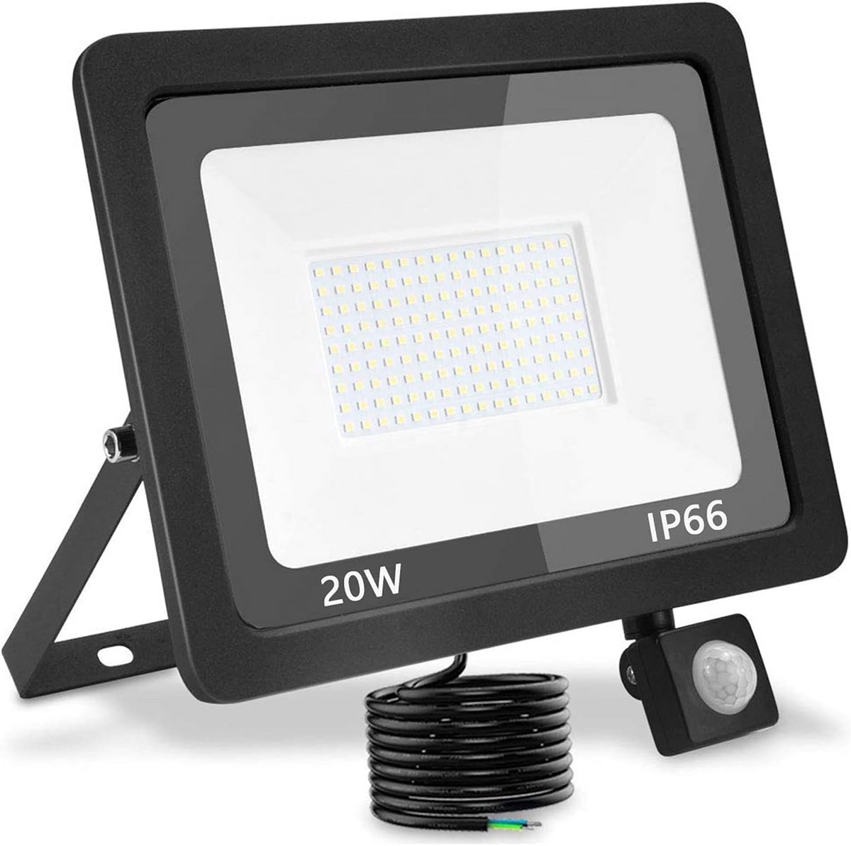 Krachtige LED Schijnwerper Buiten met Bewegingsmelder - 20W, 2000 Lumen, IP66 Waterdicht - Koud Wit Licht voor Tuin en Garage