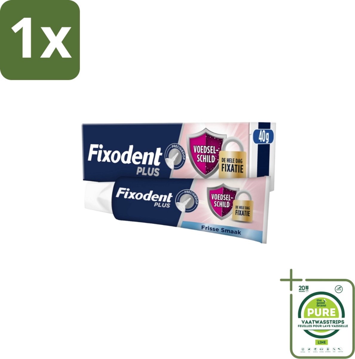 1 x Fixodent Kleefpasta Plus 40 gr - Kleefpasta Kunstgebit - Voedselbarrière Kunstgebit - Frisse Muntsmaak Kunstgebit - Fixatie Kunstgebit - Kunstgebit Bescherming
