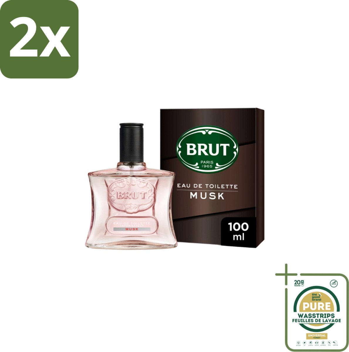 Brut – Eau de Toilette – Musk – 100 ml - Voordeelverpakking - 2 stuks - Geur - Mannenparfum