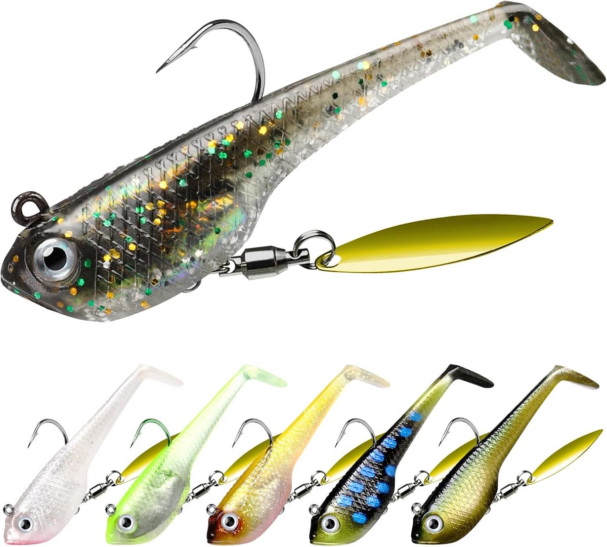 Voorgetuigd Kunstvis Set met Spinner - Realistische Soft Baits voor Zeebaars, Snoek en Forel