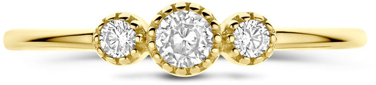 9K Geelgouden Ring met Zirkonia 8000406 – 4 mm