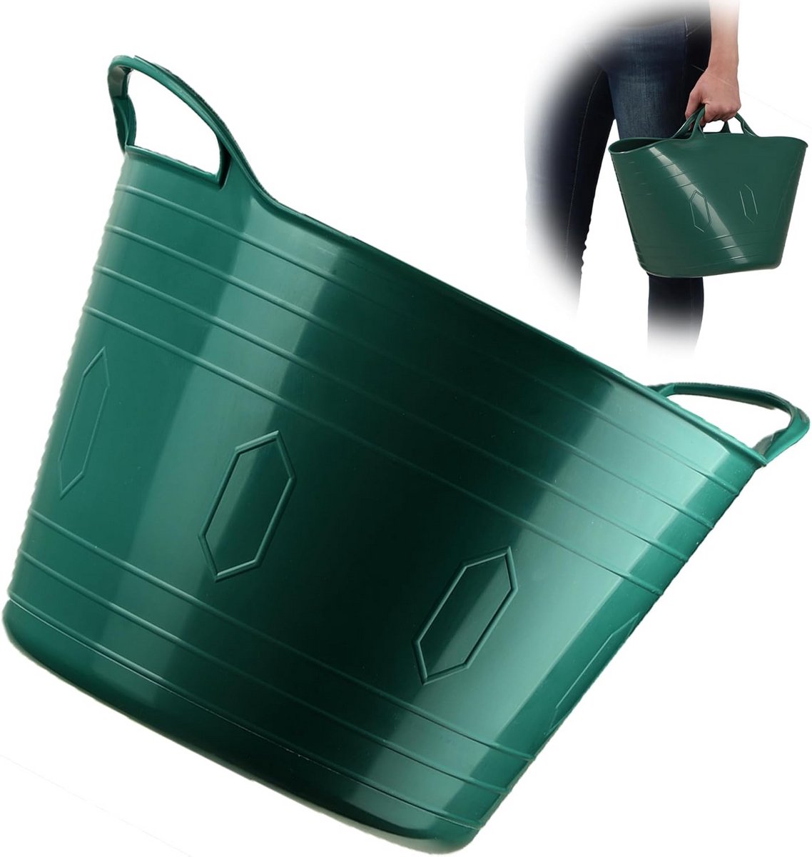 Flexibele Kunststof Opbergmand met Handvatten - Multifunctioneel voor Wasmand, Speelgoed- of Universeel Gebruik (15L)