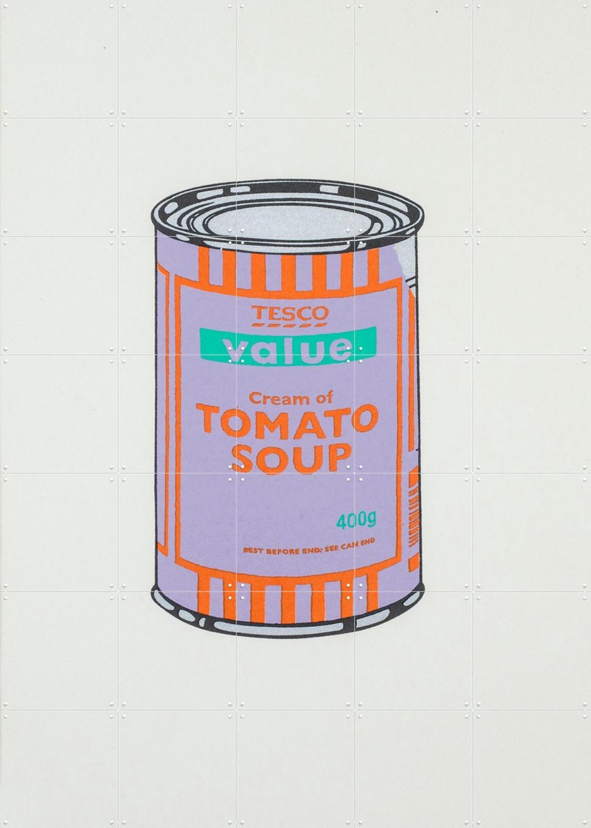 IXXI Tomato Soup Can II, Banksy - 100 x 140 cm - Gratis ophangtool - Grote wanddecoratie en posters - Pop art, Speels, Street art, Illustraties