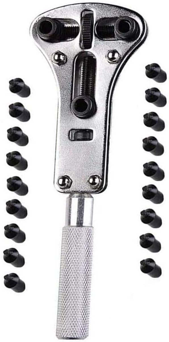 Achterdeksel verwijderaar gereedschap voor horloge, sleutel schroef verwijderaar horloge achterkant batterijklep opener reparatie set kit (max 55mm)