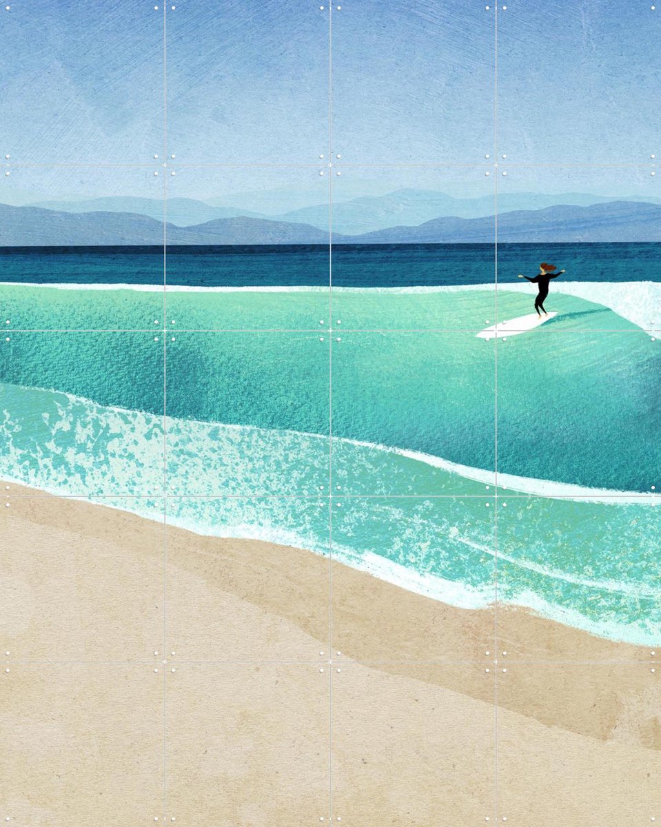 IXXI Surf Girl, Henry Rivers - 80 x 100 cm - Gratis ophangtool - Grote wanddecoratie en posters - Illustraties, Grafisch Ontwerp, Digitale Kunst
