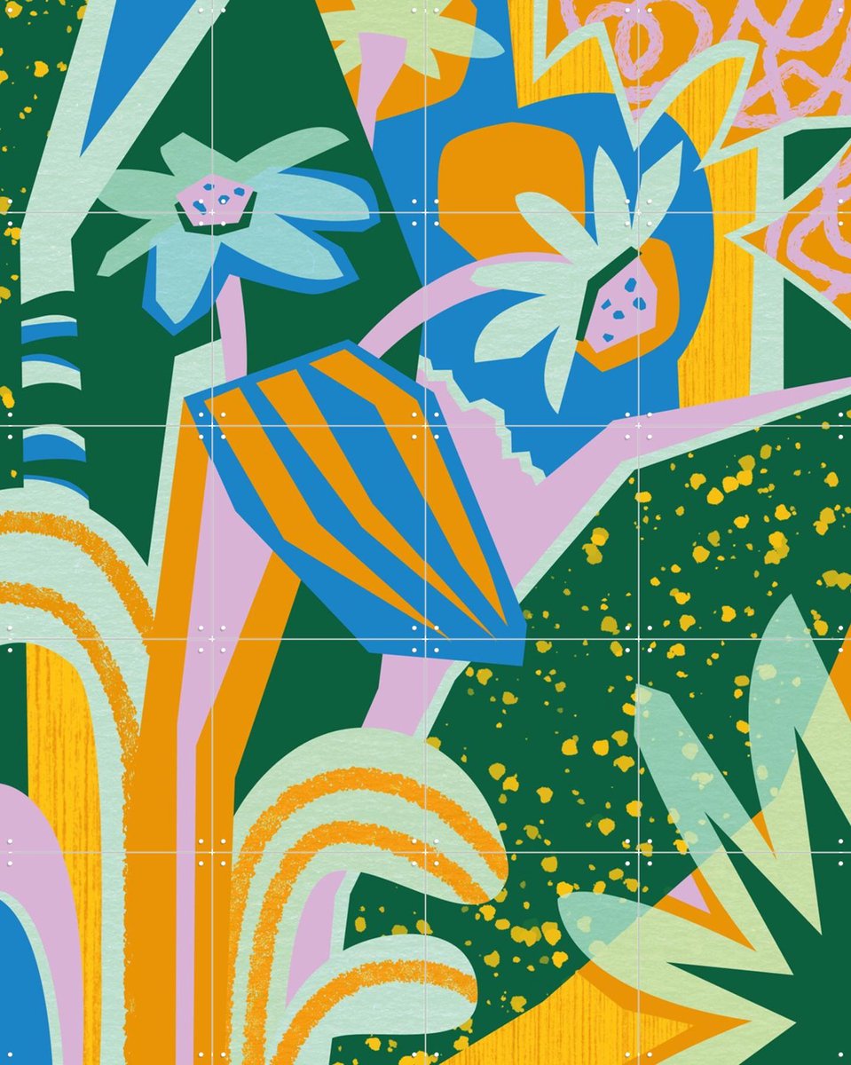 IXXI Handful Of Daisies Blue, Megan Gallagher - 80 x 100 cm - Gratis ophangtool - Grote wanddecoratie en posters - Grafisch Ontwerp, Abstract