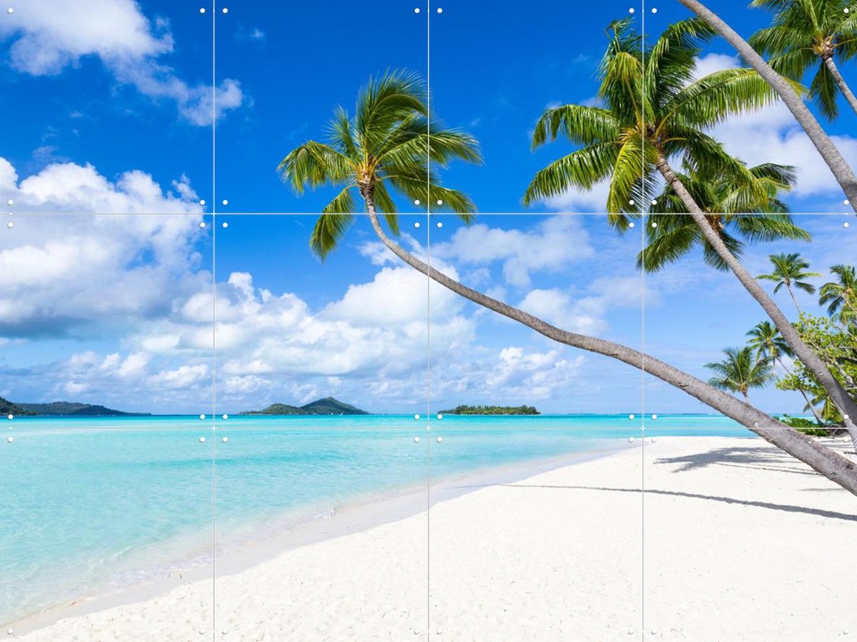 IXXI Tropical beach on Bora Bora, French Polynesia, Jan Becke - 80 x 60 cm - Gratis ophangtool - Grote wanddecoratie en posters - Naturalisme