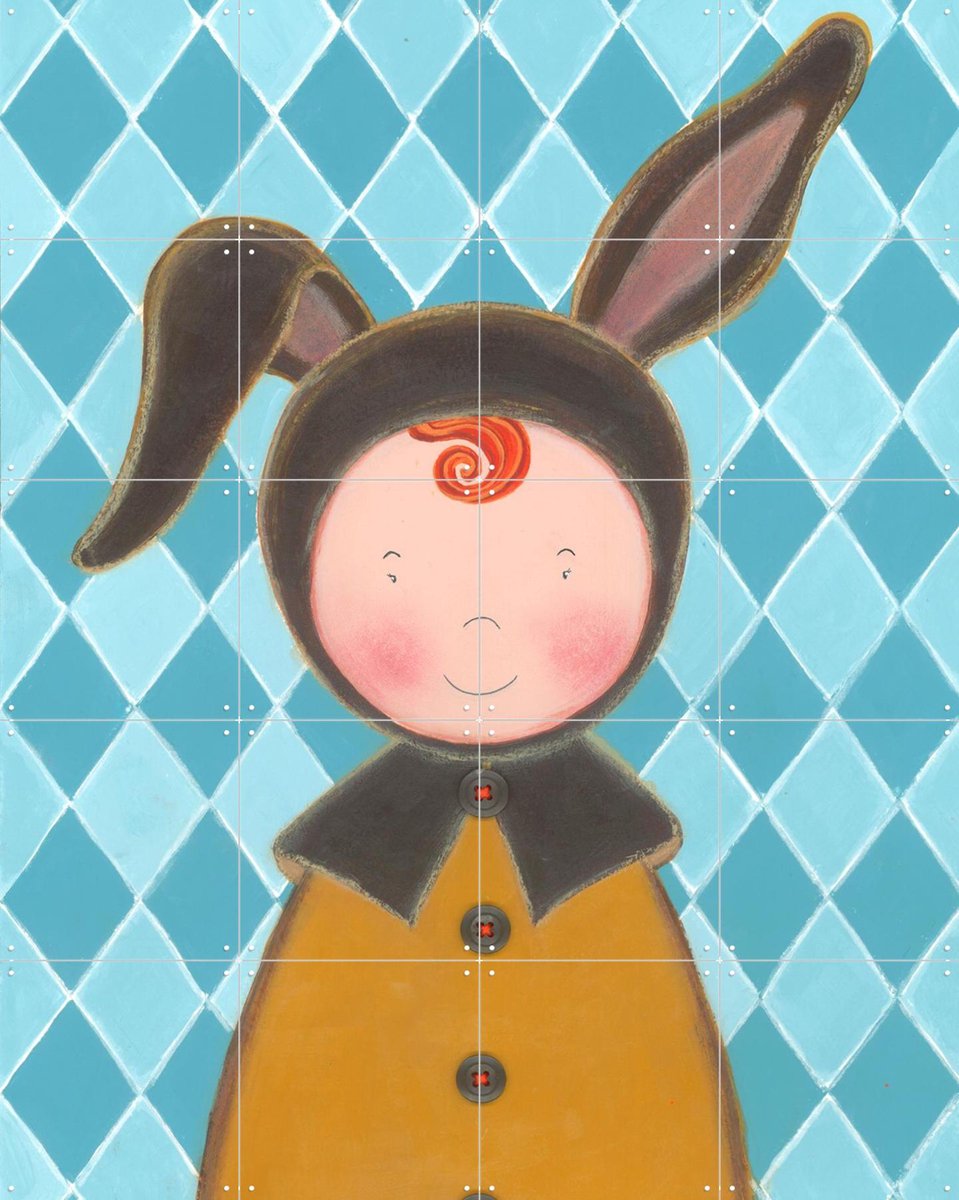 IXXI Hazenkind, Desirée van Hattem - 80 x 100 cm - Gratis ophangtool - Grote wanddecoratie en posters - Kleurrijk, Kinderkamer, Kinderen