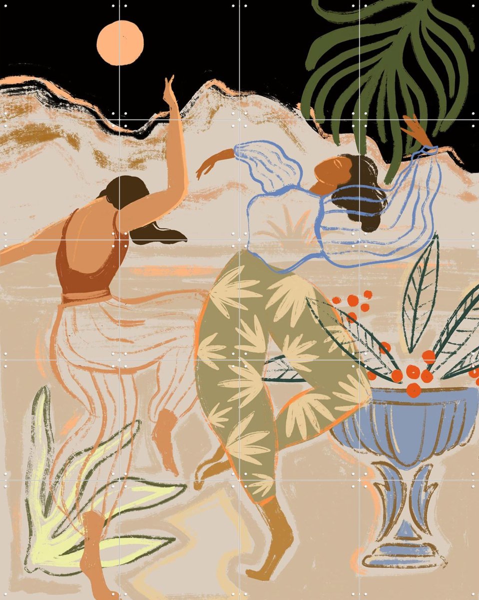 IXXI Moonlight Dance, Arty Guava - 80 x 100 cm - Gratis ophangtool - Grote wanddecoratie en posters - Illustraties, Speels, Vintage, Digitale Kunst