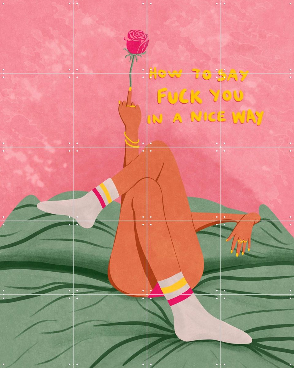 IXXI How to say F*ck you in a nice way, Raissa Oltmanns - 80 x 100 cm - Gratis ophangtool - Grote wanddecoratie en posters - Illustraties, Grafisch