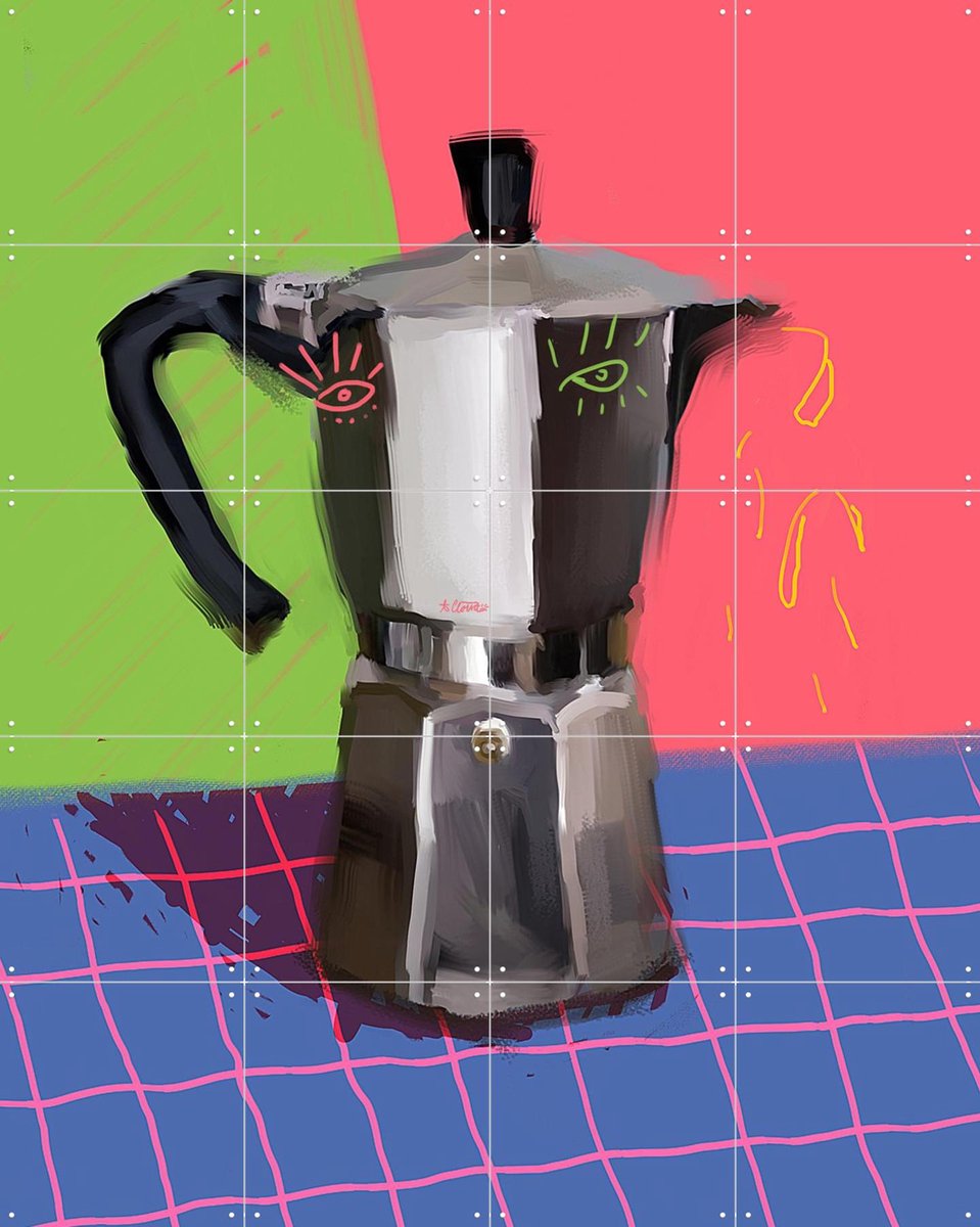 IXXI Italian Moka Express, Pop-art by Tadej - 80 x 100 cm - Gratis ophangtool - Grote wanddecoratie en posters - Illustraties, Digitale Kunst