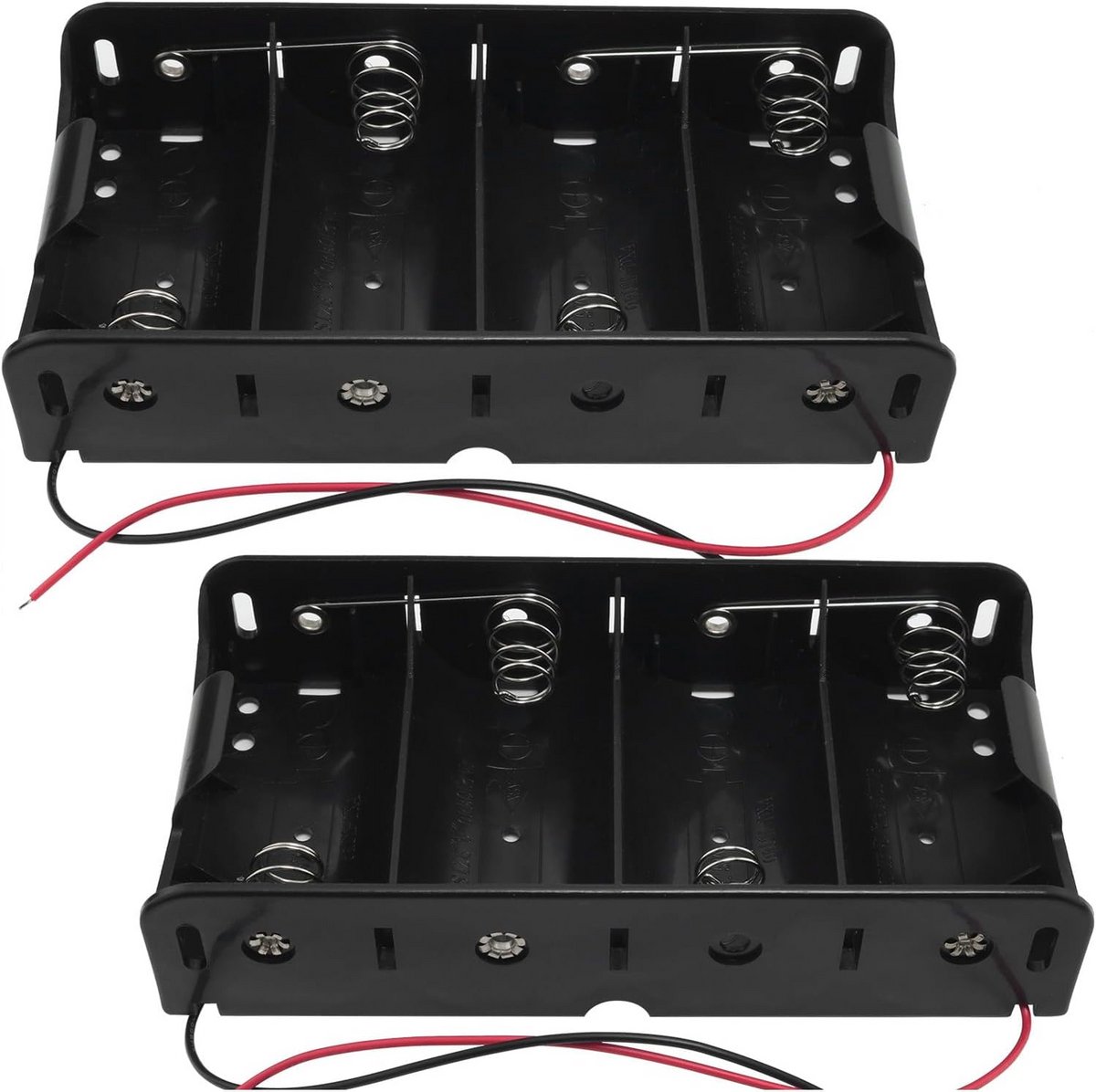 2 Stuks Batterijhouder 4x D Cel 1.5V met Aansluitdraden Zwart