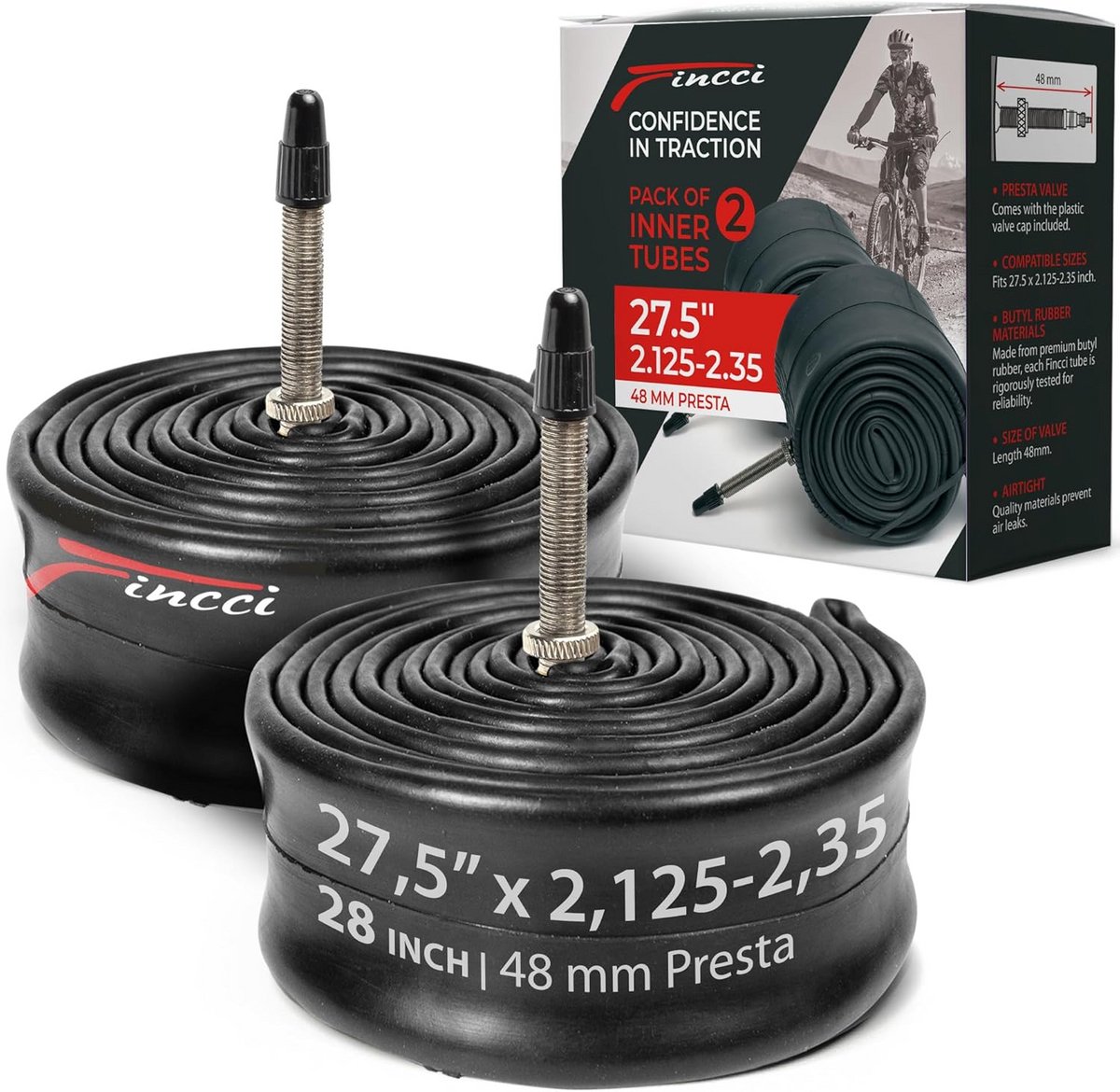 2x Binnenband Fiets 27.5 Inch met 48mm Presta Ventiel - Geschikt voor MTB, Racefiets en Hybride
