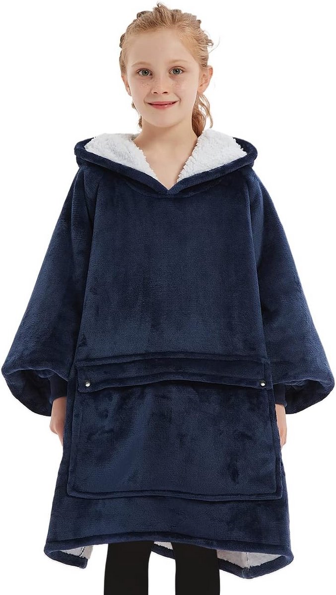 Extra Warme Draagbare Deken Hoodie voor Kinderen - Comfortabele Sherpa Fleece Peuter Trui