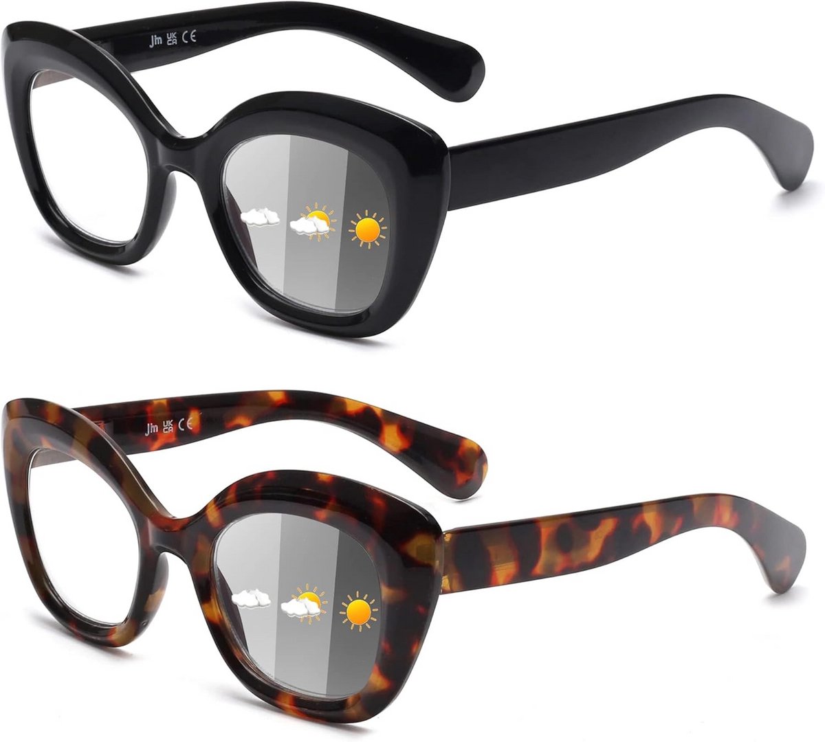 Set van 3 Leesbrillen met Anti-Blauw Licht Glazen in Kattenoog Montuur