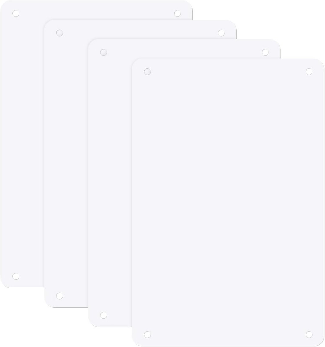 Set van 4 Witte Lege Metalen Borden voor Sublimatie en Personalisatie - 20x30 cm