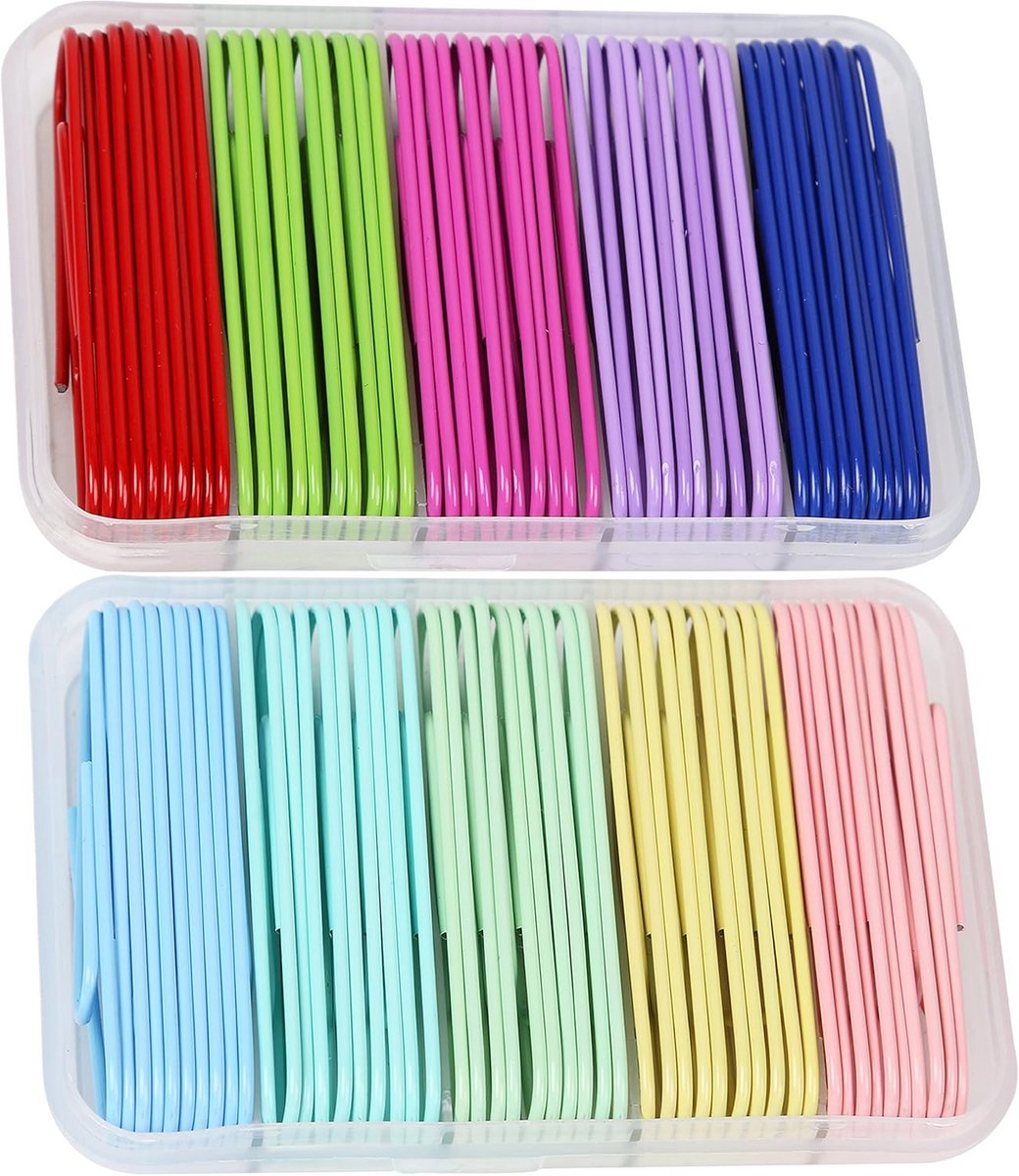 Grote Gekleurde Paperclips (50 mm) - 100 Stuks - PVC-vrij Kantoorartikelen