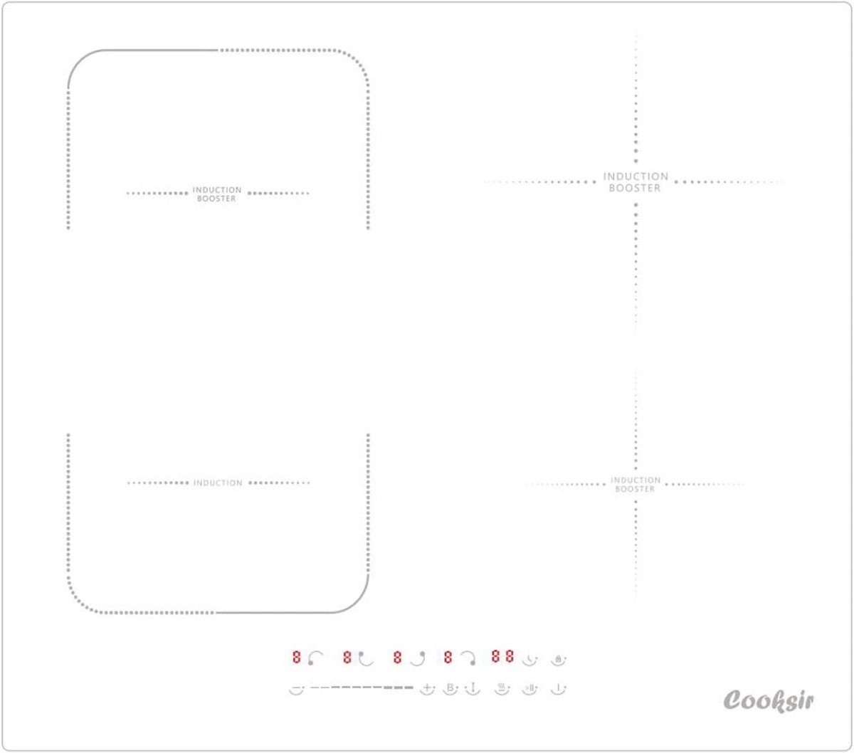 Inbouwhaakplaat 4 zones wit keramisch glas met stekker