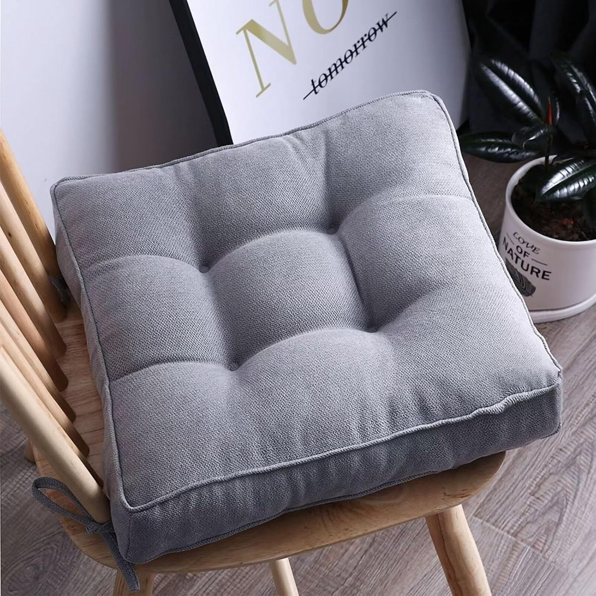 Set van 2 Comfortabele Vierkante Zitkussens (45x45 cm) met Bevestigingslinten - Binnen & Buiten
