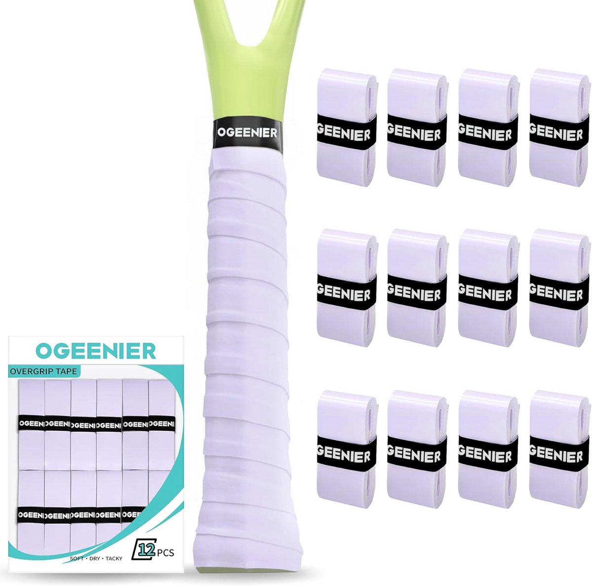 12x Antislip Overgrip (Zelfklevend) voor Tennis, Padel, Badminton & Squash Rackets