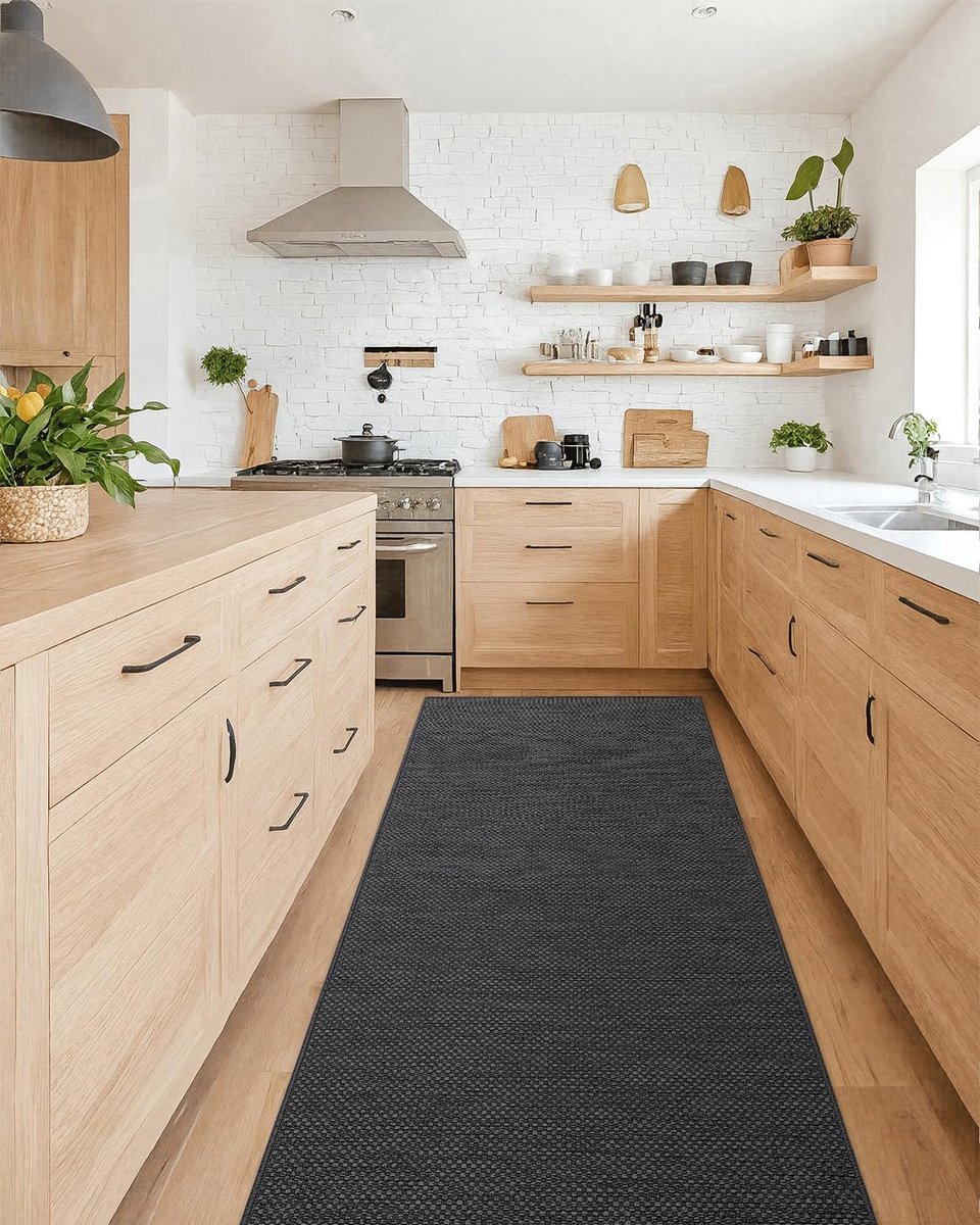 Keuken Runner - Vloerkleed - Keuken Vloer - Anti-sliprubber - 71x243cm - Grijs