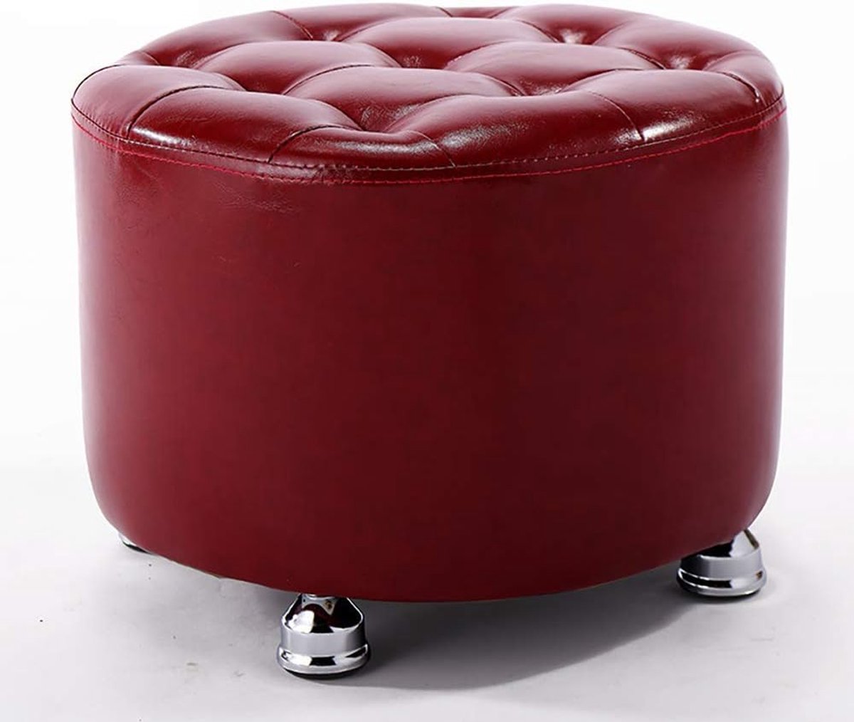 Voetenbank Kruk - Poef Salontafel - Ontspannen Zitten - Waterdicht Kunstleer - 40x30cm - Rood