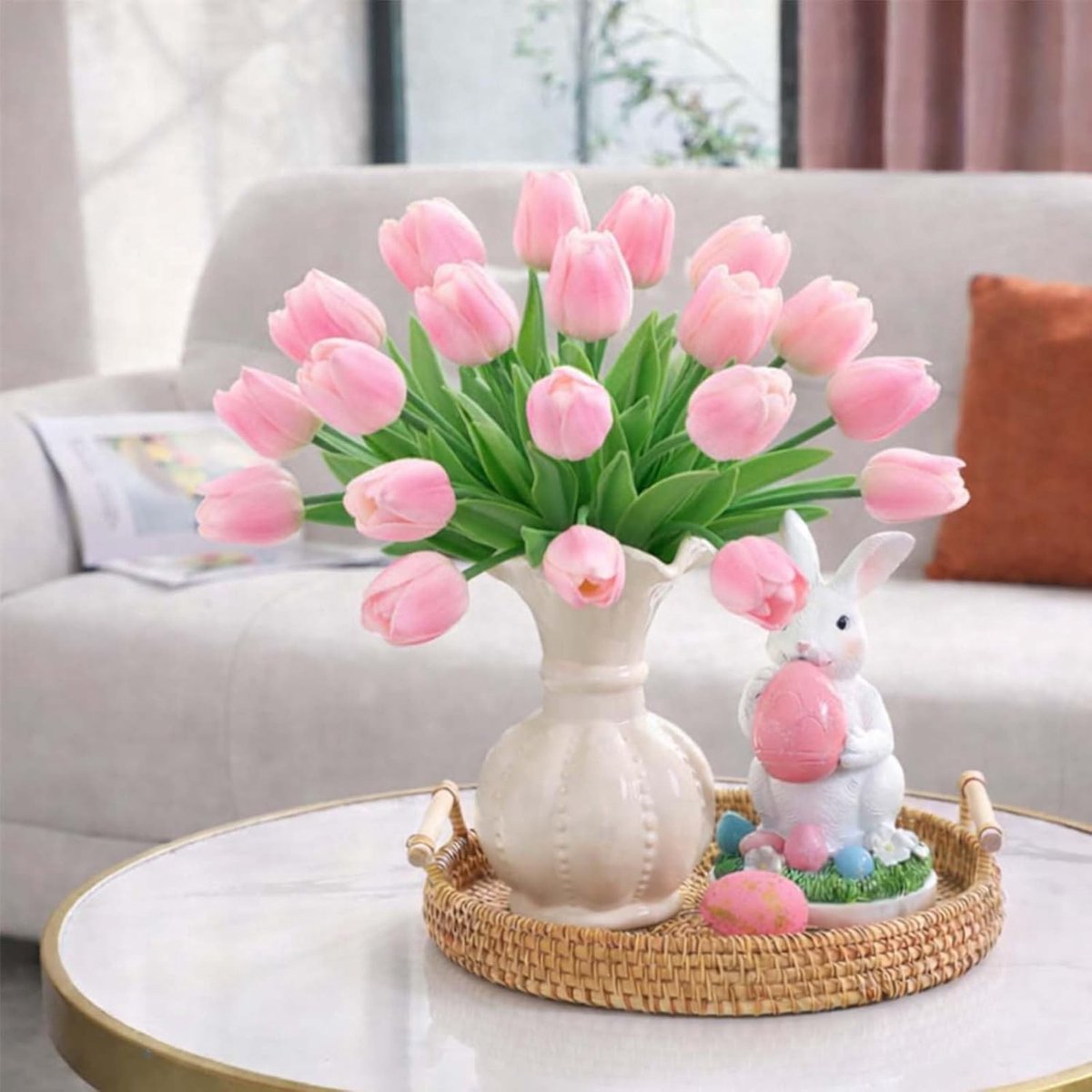 Kunstbloemen Tulpen - Nep Bloemen Boeket - Decoratie Binnen - Realistisch Uiterlijk - 34cm