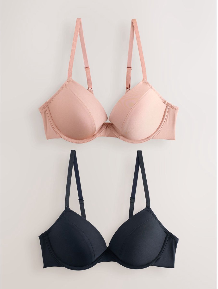 Next Dames - A-E Afvlakkende Ultimate Comfort Beha's 2 Verpakking - Zwart Black/Nude