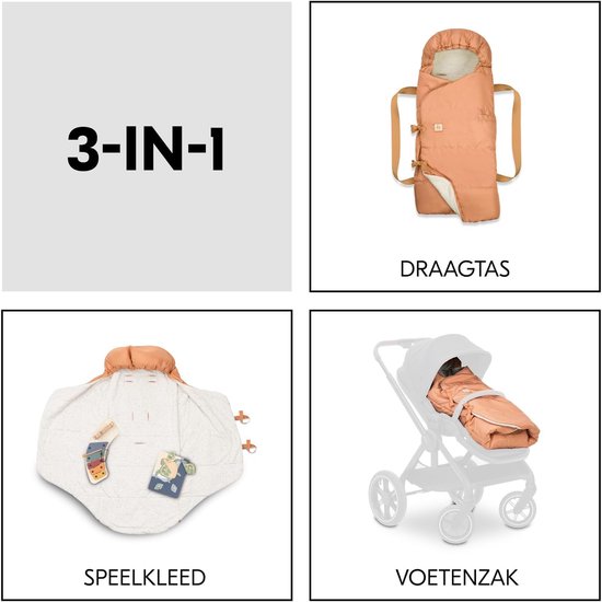 Babydraagtas Voetenzak - Babynestje Speelkleed - Veilig Onderweg - 3-in-1 Functionaliteit - 85x40x13 cm - Stippen Kurk — afbeelding 3