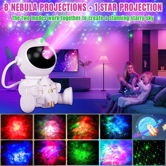 Sterrenhemel Projector - Nachtlampje Kinderen - Kamer Decoratie - 360 Graden Draaiing - 14 x 11.8 cm - Wit — afbeelding 4