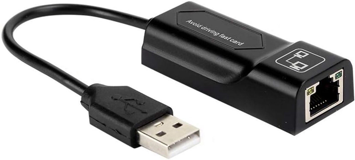 Ethernet Adapter - RJ45 Converter - Snelle Internetverbinding - USB 2.0 Poort - 100 Mbps Snelheid - Zwart