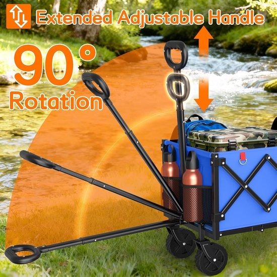 Bolderkar Opvouwbaar - Transportkar Tuin - Vervoer Zware Lasten - Compact Opbergbaar - 45x42x95 cm - Blauw van Bolderkar Opvouwbaar — afbeelding 4