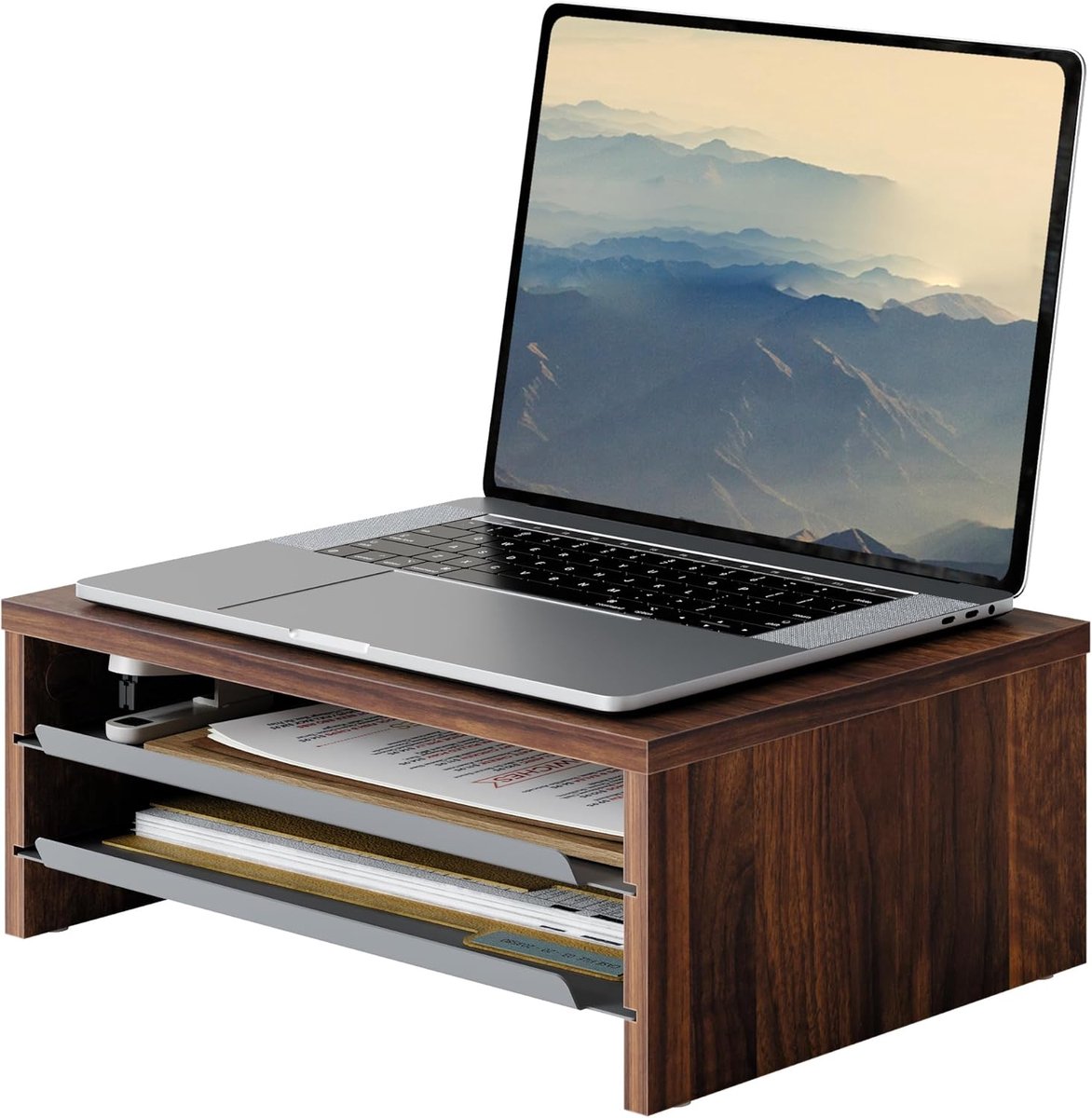 Monitor Verhoger - Bureau Organizer - Werkplek Verbeteren - Met Lade - 36x23x13cm - Bruin
