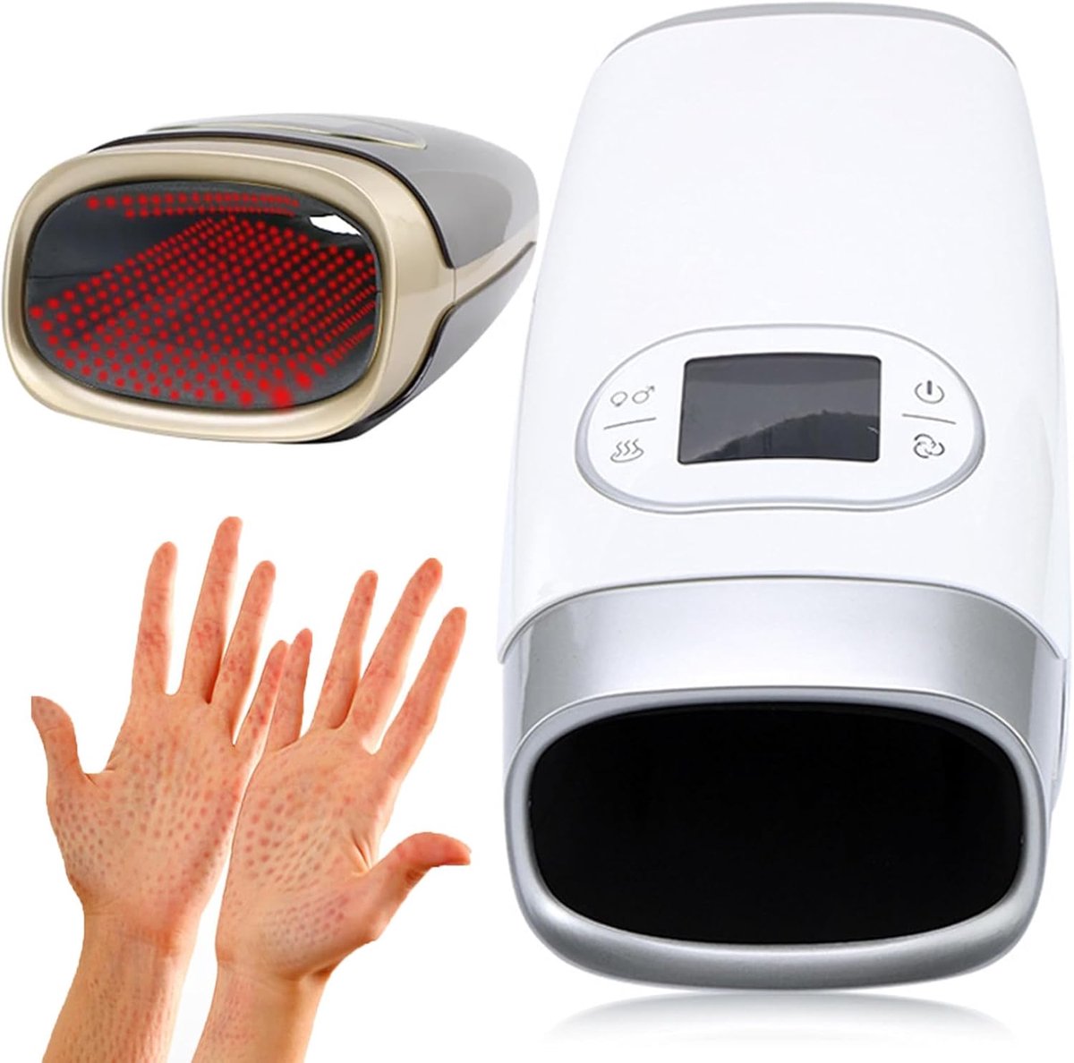Elektrische Handmassager - Luchtcompressie Ontspanning - Pijnverlichting Vinger - Warmte Therapie - Wit