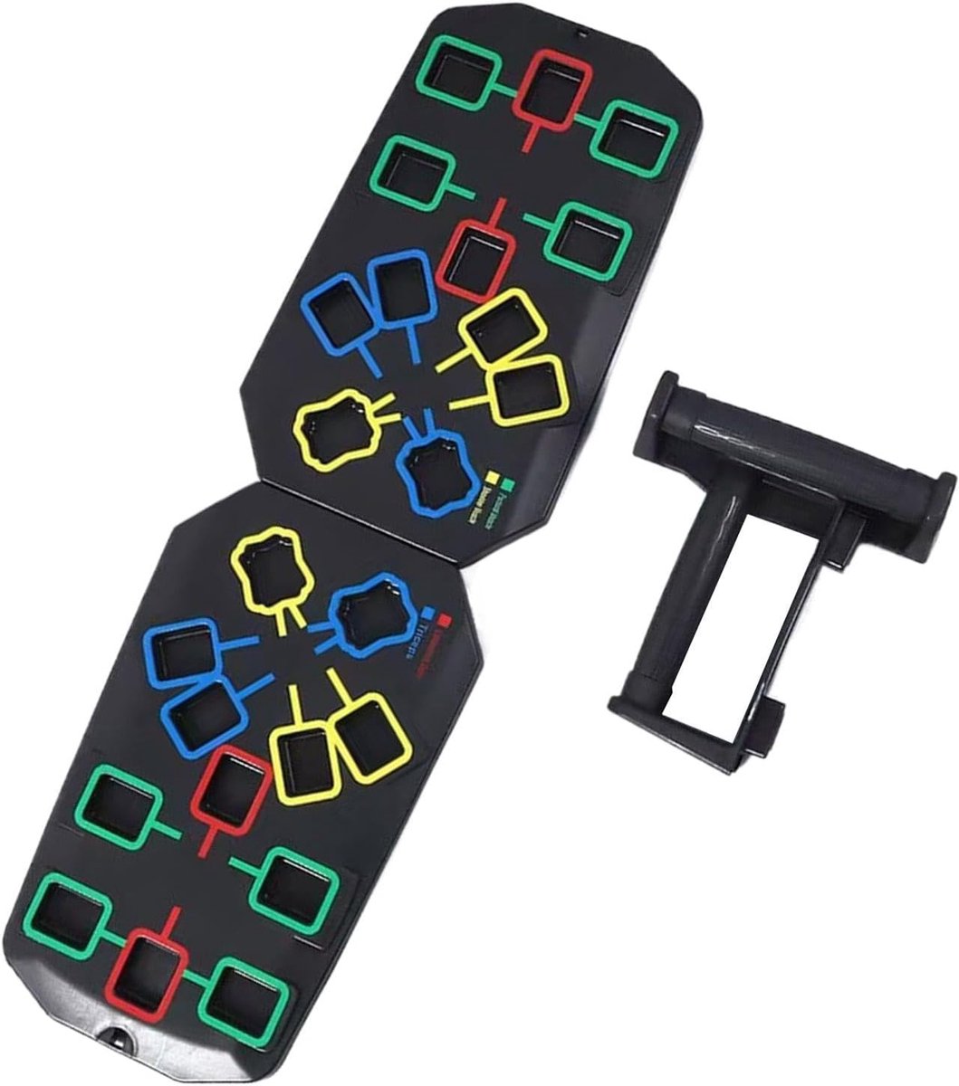 Opvouwbaar Push-up Board - Fitness Trainingsbord - Bovenlichaam Trainen - Kleurgecodeerde Spierzones - 35 x 21.6 cm - Multicolor