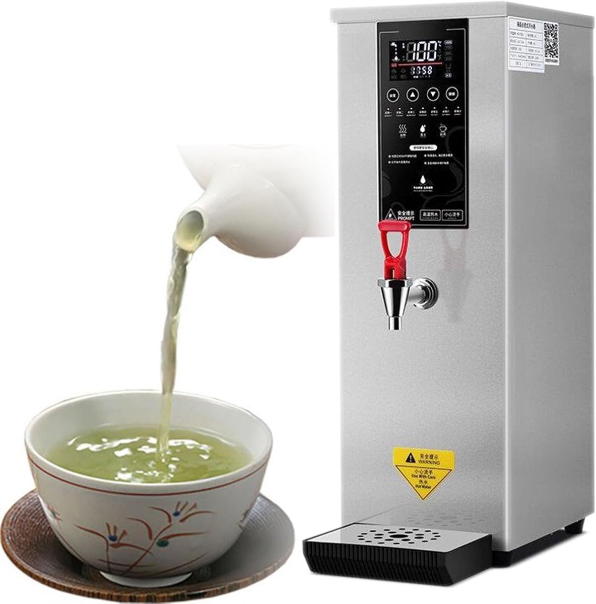 Heetwaterdispenser - Warmwaterboiler - Horeca Gebruik - Grote Capaciteit 60L - 36x22x64 cm - Zilver