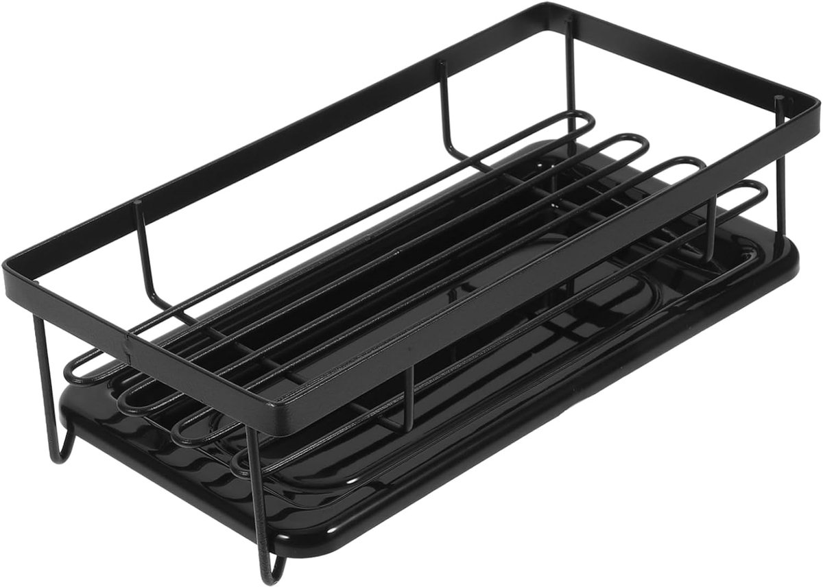 Keuken Organizer - Aanrecht Houder - Spons Afwas - Compact Ruimtebesparend - 22x11x6cm - Zwart