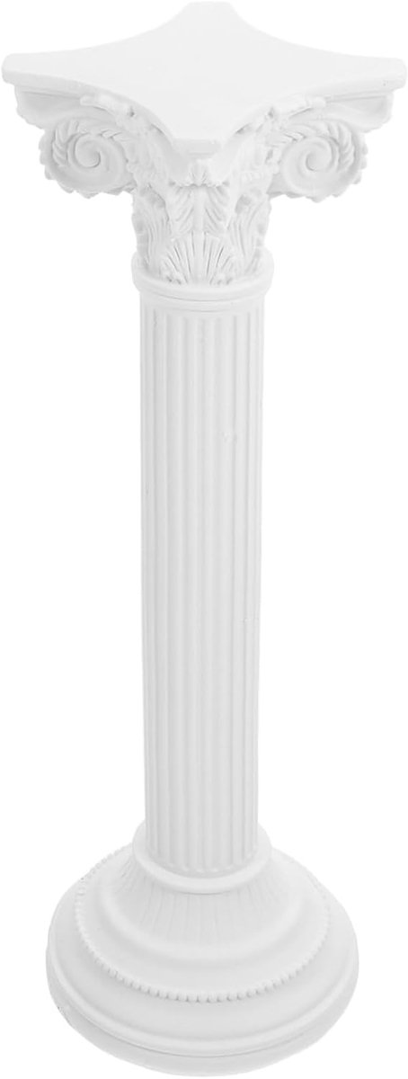 Romeinse Zuil Decoratie - Griekse Pilaar Standbeeld - Woonkamer Decoratie - Gedetailleerd Handwerk - 9.6 Inch Hoog - Wit