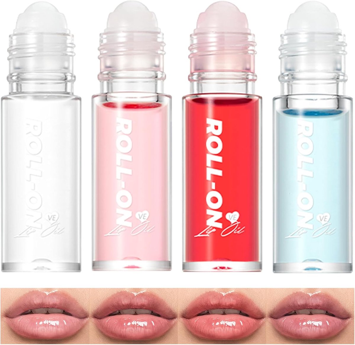 Roll-On Lipgloss Set - Hydraterende Lippenolie - Dagelijkse Lippenverzorging - Niet Klevende Formule - 4 Stuks - Transparant