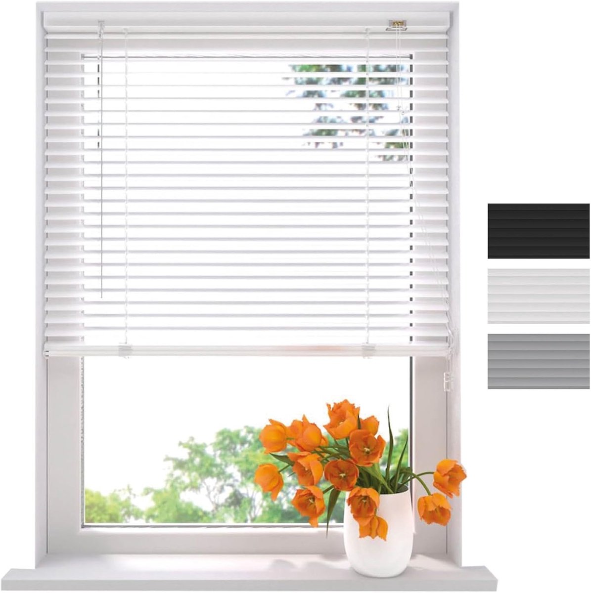 Aluminium Jaloezie - Raambekleding - Binnen Privacy - Vochtbestendig - 100x250 cm - Wit