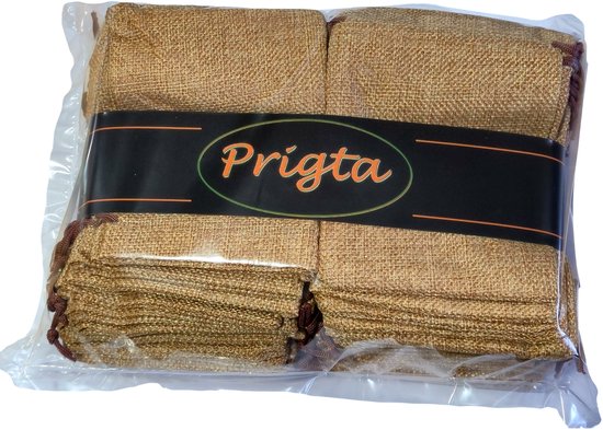 Prigta - Kleine jute zakjes licht bruin - 50 stuks - 10x15 cm - cadeauzakjes herbruikbaar