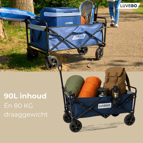 Luvego Opvouwbare Bolderkar - 80KG Draagkracht - Stevige Wielen - Compact Opvouwbaar van Merkloos — afbeelding 4