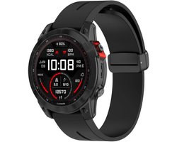 Strap-it Fenix universeel 22mm siliconen bandje met D-buckle - horlogebandje geschikt voor Garmin Fenix 8 47mm / 7 / 6 / 5, Forerunner 970 / 965 / 955 / 945 / 935 / 745, Epix Gen 2 / Pro 47mm en Quatix 7 / 8 - zwart