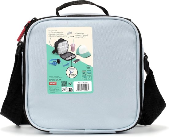 Koeltas Klein - Lunchtas Isolatie - Eten Koel Houden - Waterdicht Triple Isolatie - 22.5x10x22cm - Pastel Blauw — afbeelding 2