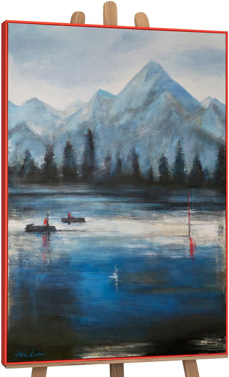 Canvas schilderij 140x100 cm handgeschilderd boshorizonten natuur woud – YS-Art Gallery – Rustgevende wanddecoratie voor woonkamer – Modern schilderij voor slaapkamer